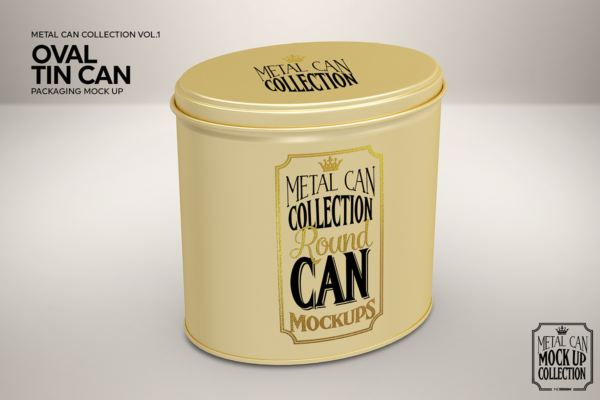 Oval Tin Can Packaging Mockup, a Cups & Container Mockup by INCDesign (Photo 3 of 5)