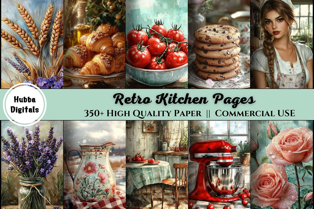 350+ Retro Kitchen Pages, a Decorative Illustration by HubbaDigitals (Photo 1 of 5)