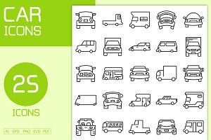Motorhome Van Suv Car Icons Set, a Transportation Illustration by Designfour
