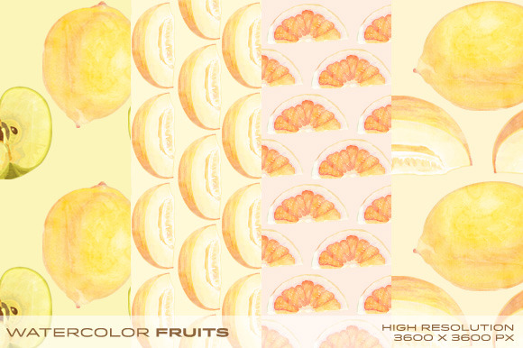 Watercolor Fruits preview 4