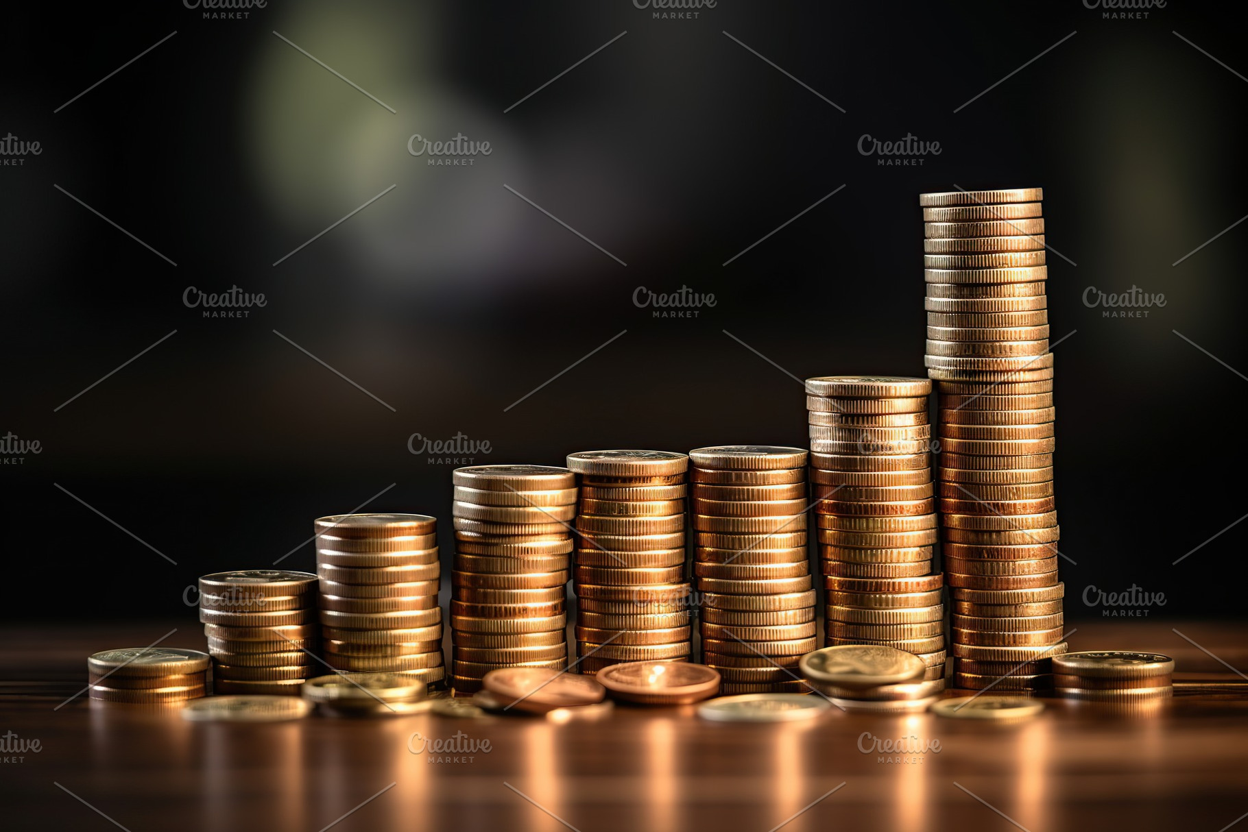 Stack of coins on black background, a Business Photo by AlyaAnd