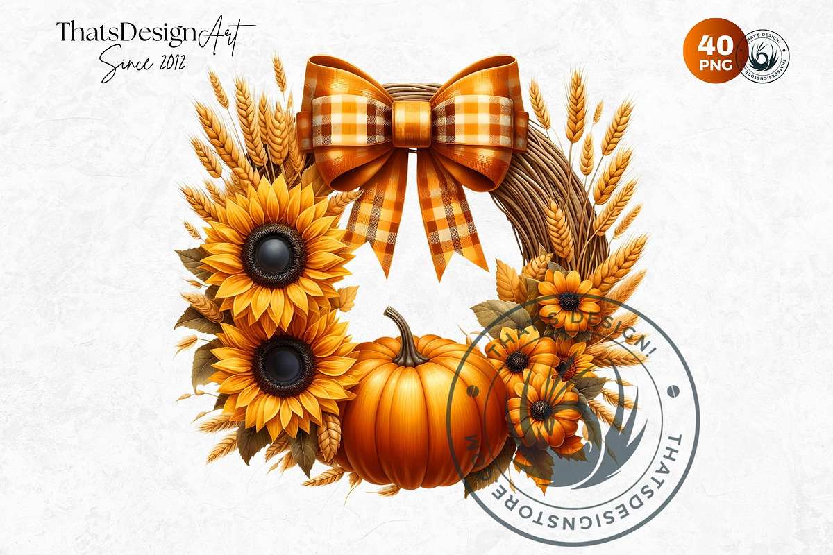 Autumn Harvest Wreaths Clipart, a Seasonal Illustration by ThatsDesignArt (Photo 9 of 10)