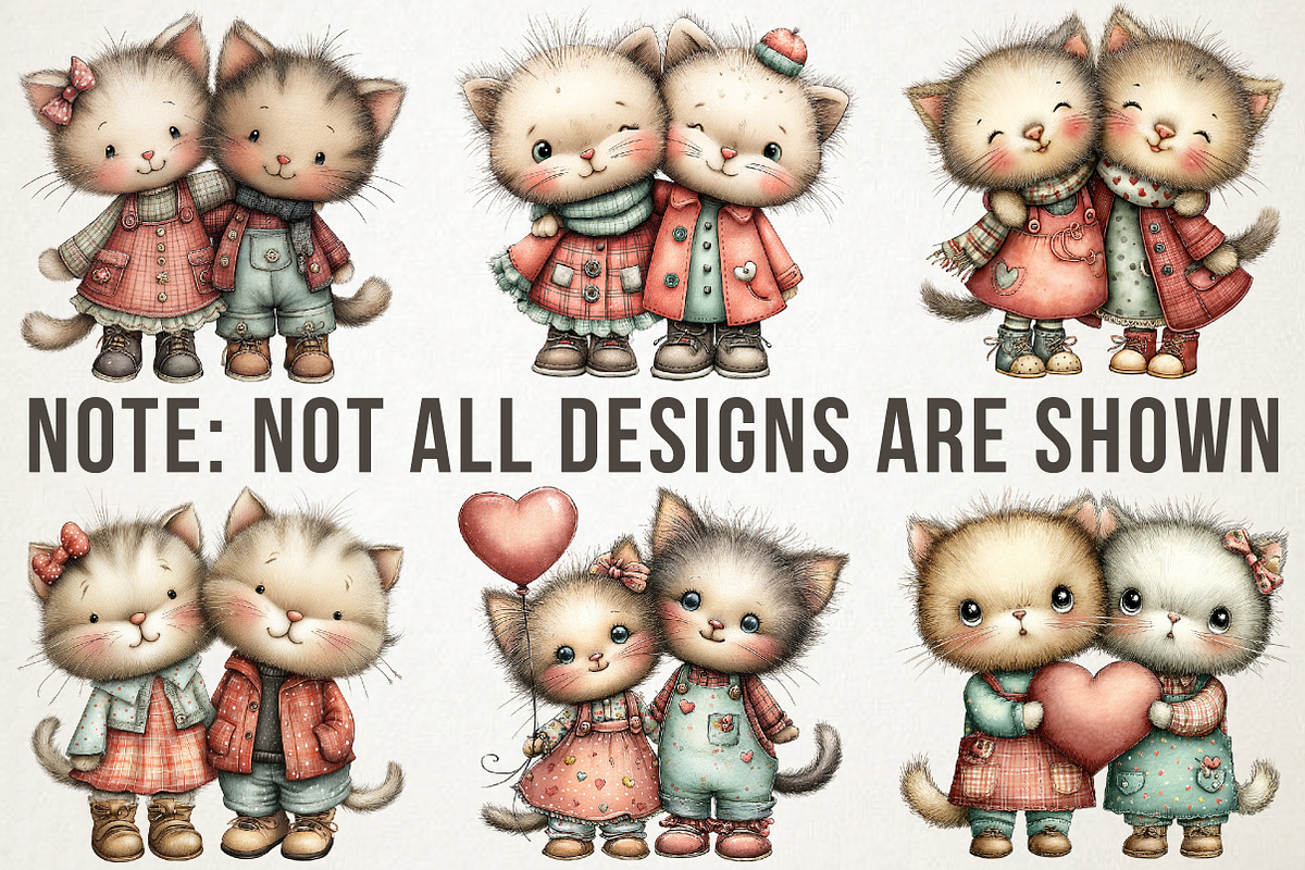 Whimsical Valentine Cat Couple PNG, an Illustration by RobertsArt (Photo 7 of 7)