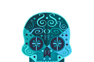 Skull Vector Icon Blue