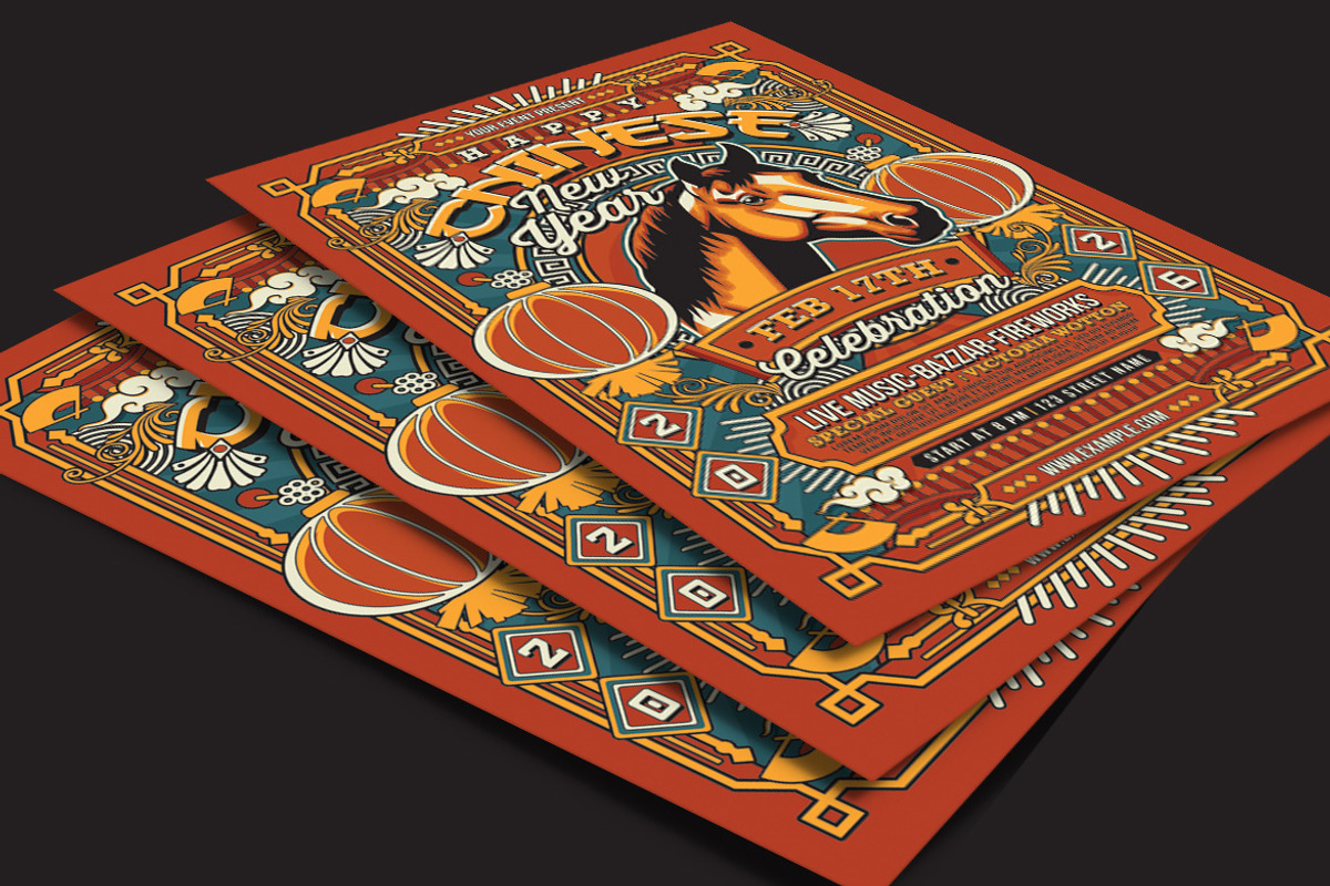 Red Chinese New Year Year Of The Hor, a Flyer Template by Muhamad Iqbal hidayat (Photo 3 of 4)