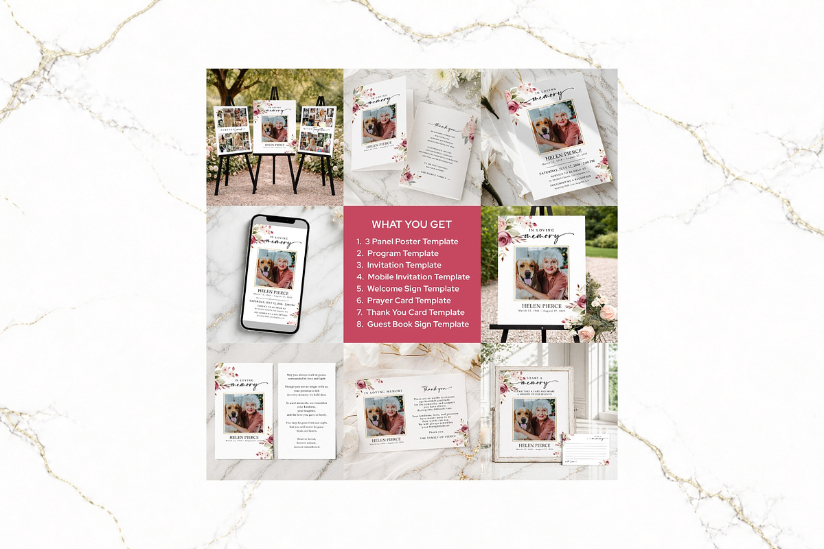 Funeral Bundle Canva FR008, a Stationery Template by TyphoonStudio (Photo 2 of 12)