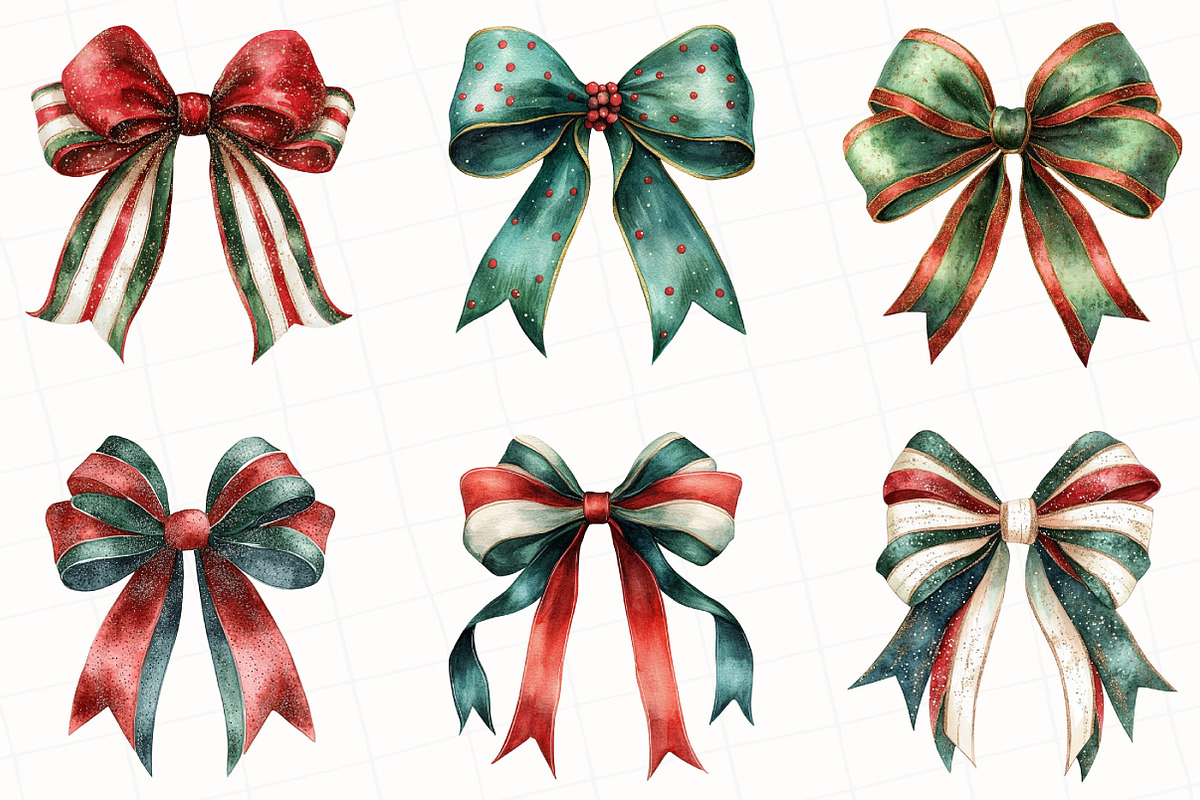 Coquette Christmas Bow Clipart, an Illustration by OK Design (Photo 2 of 4)