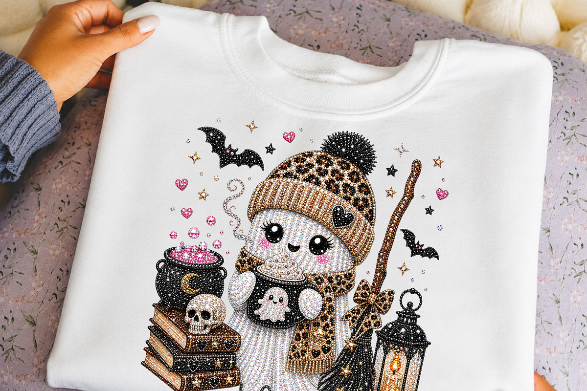 Cute Rhinestone Ghost PNG (3), a Seasonal Illustration by DreamCafeArt (Photo 6 of 6)