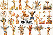 Baby Giraffe Watercolor Clipart, an Illustration by Pixels.Craft (Thumbnail 1 of 6)