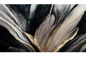 Black Gold Acrylic Fluid Textures