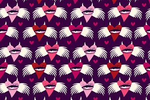 Seamless Pattern With Devilish Heart