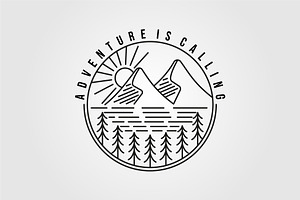 Mountain Pines Logo Line Art Simple