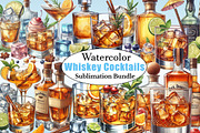Watercolor Whiskey Cocktails Clipart, a Graphic by CitraGraphics (Thumbnail 1 of 6)