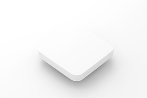 Minimal white square platform isolated on soft light background, an Architecture Photo by RF Images