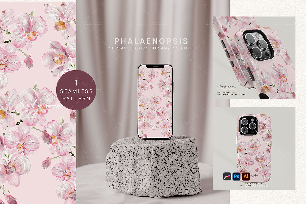 Pink Orchid Phalaenopsis Art, an Illustration by slowlivecreate (Photo 1 of 7)