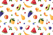 Fruits, berries set, patterns, cards, a Food Illustration by PaperTrident (Thumbnail 5 of 13)