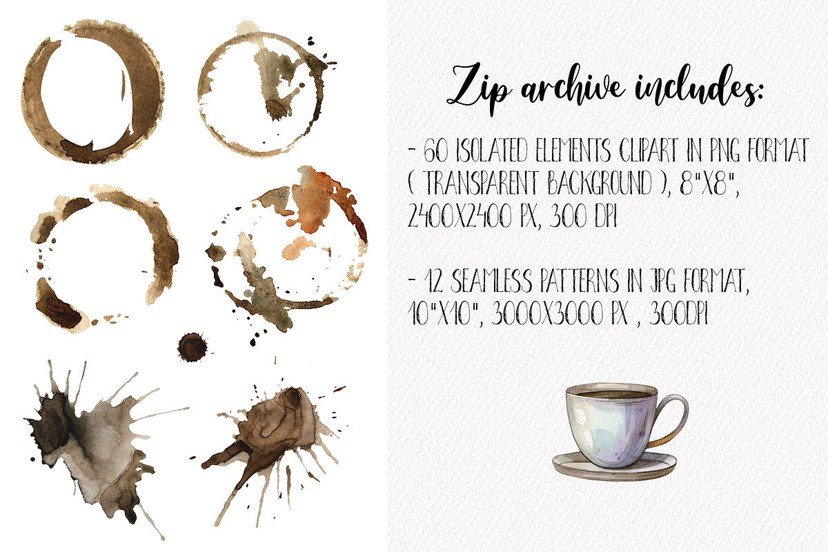 Watercolor Coffee Collection, a Decorative Illustration by Aquarellka (Photo 2 of 8)