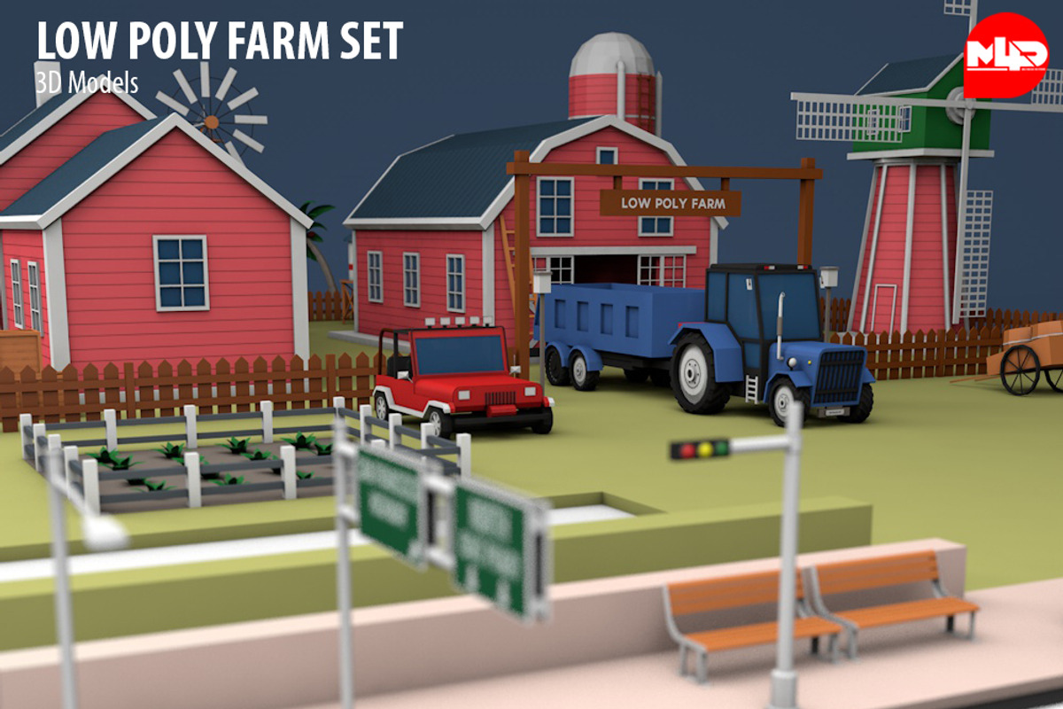 Low Poly Farm Set, an Architecture 3D Model by multimedia4ds (Photo 7 of 10)