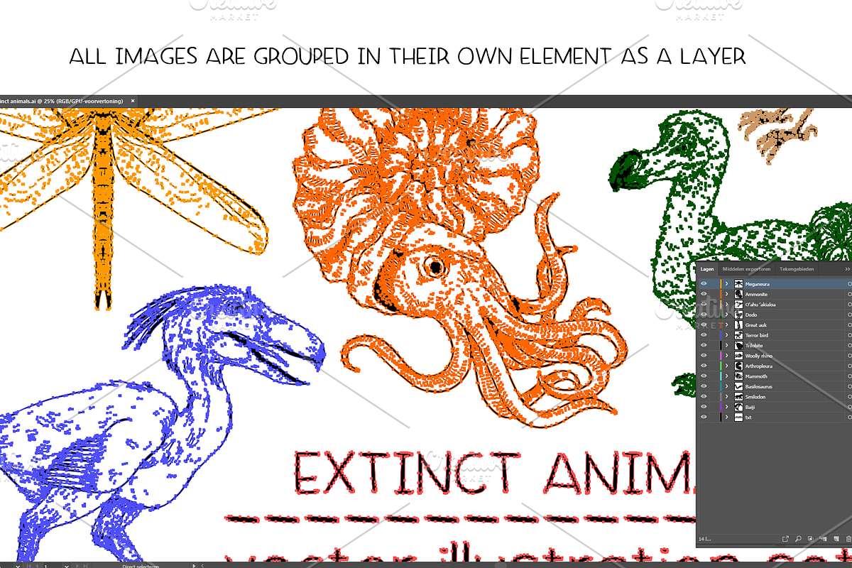 Extinct animals - illustration set, an Animal Illustration by Renée from Studio neetje (Photo 5 of 5)