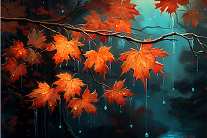 Picturesque Maple Leaves Autumn