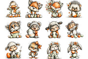 Whimsical Easter Animal Clipart, an Illustration by Designking (Thumbnail 2 of 5)