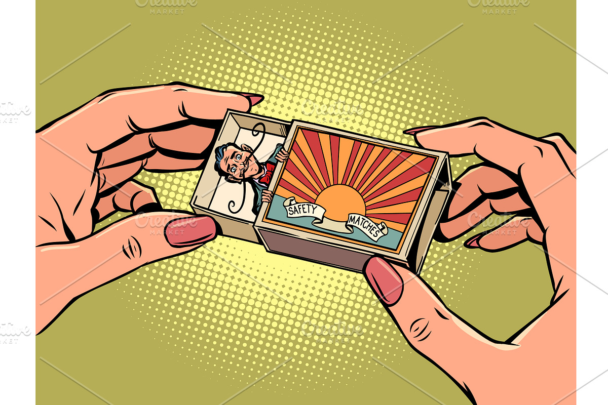 Women's hands hold a box, in it a, a Person Illustration by rogistok