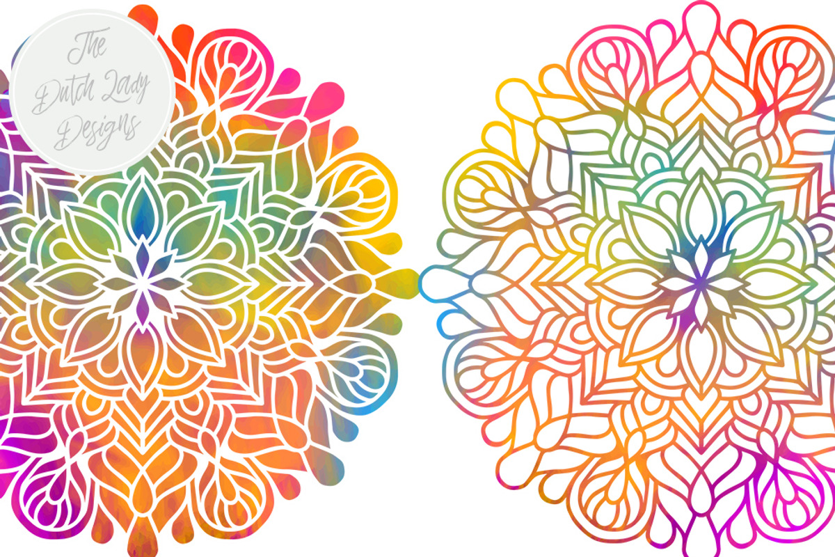 Mandala Clipart Set Rainbow & Gold, an Illustration by The Dutch Lady Designs (Photo 4 of 6)