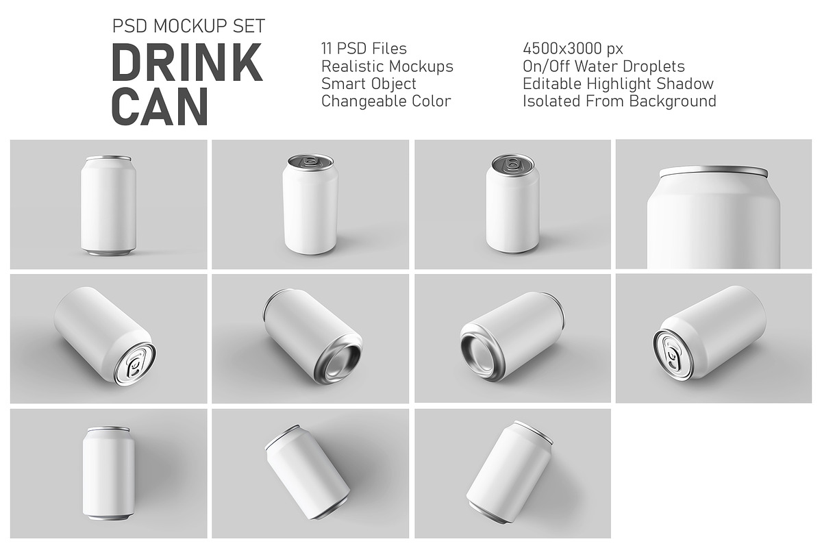 Drink Can 330ml PSD Mockup Set, a Packaging Mockup by Remnand Studio (Photo 2 of 13)
