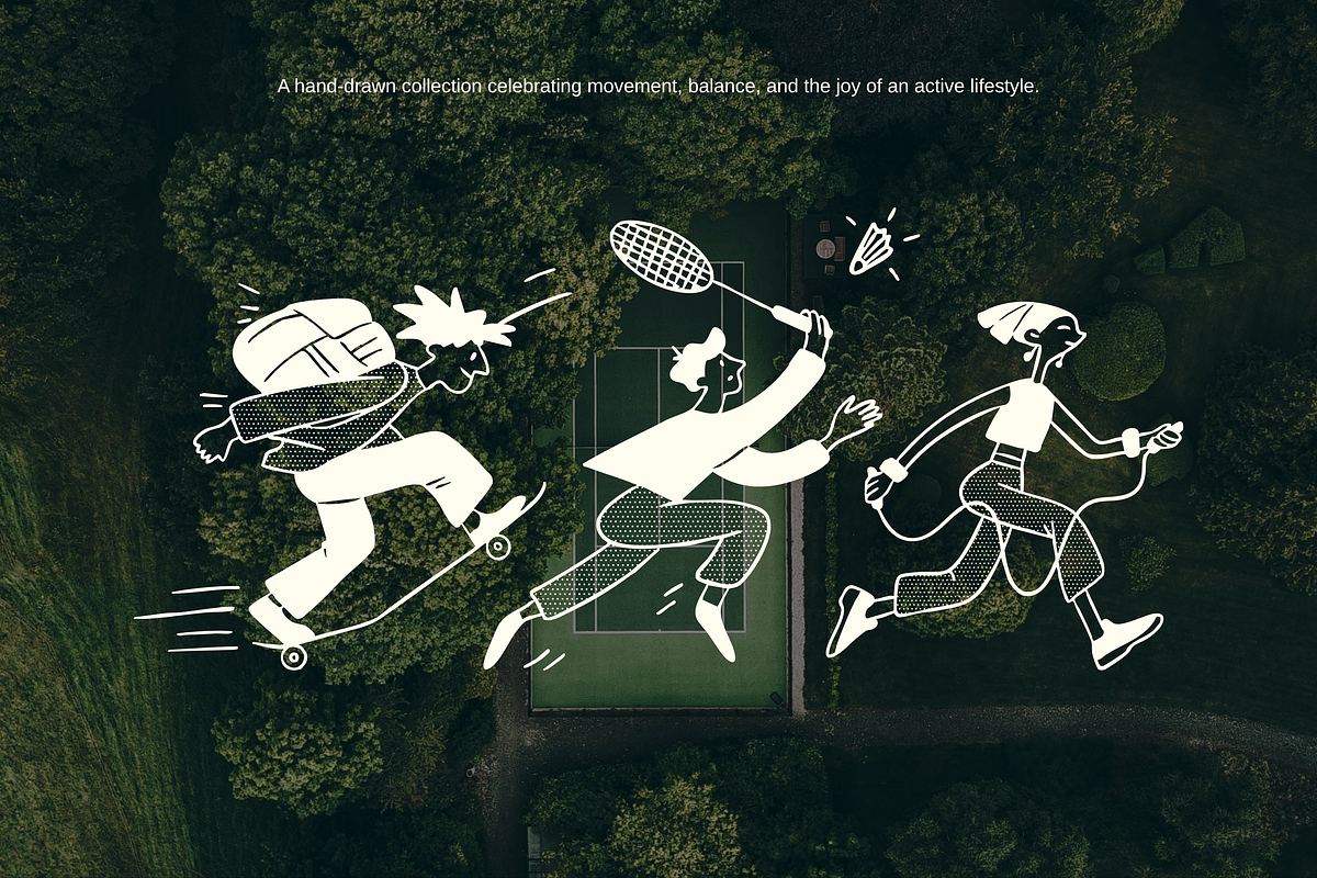 Sport People: Halftone Line Art, a Person Illustration by Veyla (Photo 8 of 11)