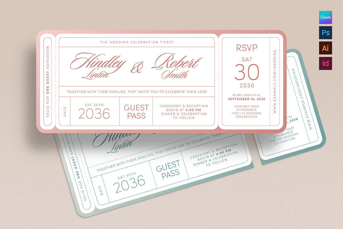 Wedding Ticket Invitation Template, an Invitation Template by BrandPacks (Photo 1 of 4)