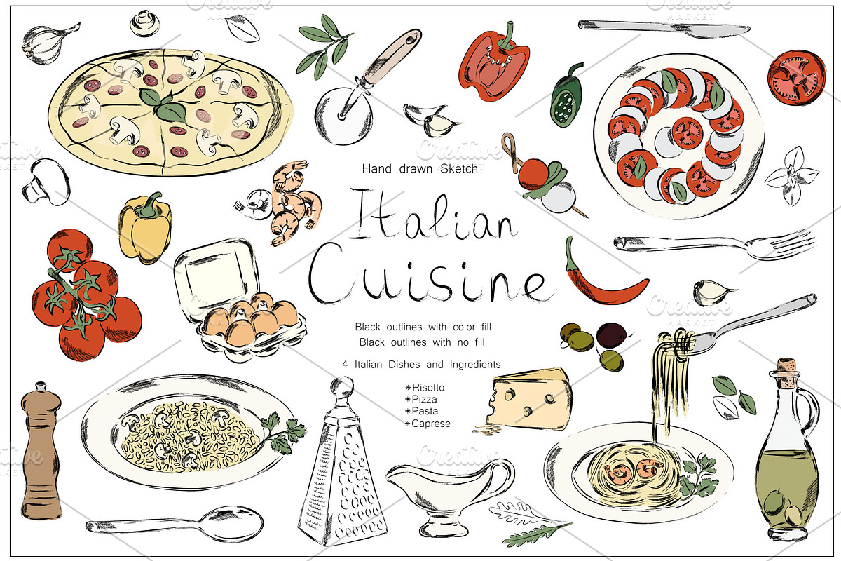 Italian Cuisine Vector Collection, a Graphic by MayaNavits (Photo 1 of 16)