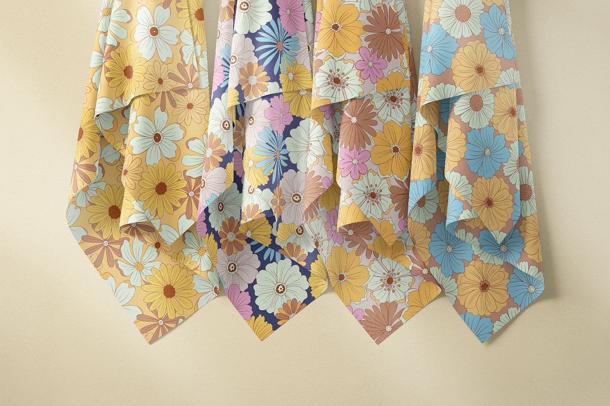 Wild Retro Floral Seamless Patterns, a Pattern Graphic by Tiger and Flower (Photo 2 of 20)