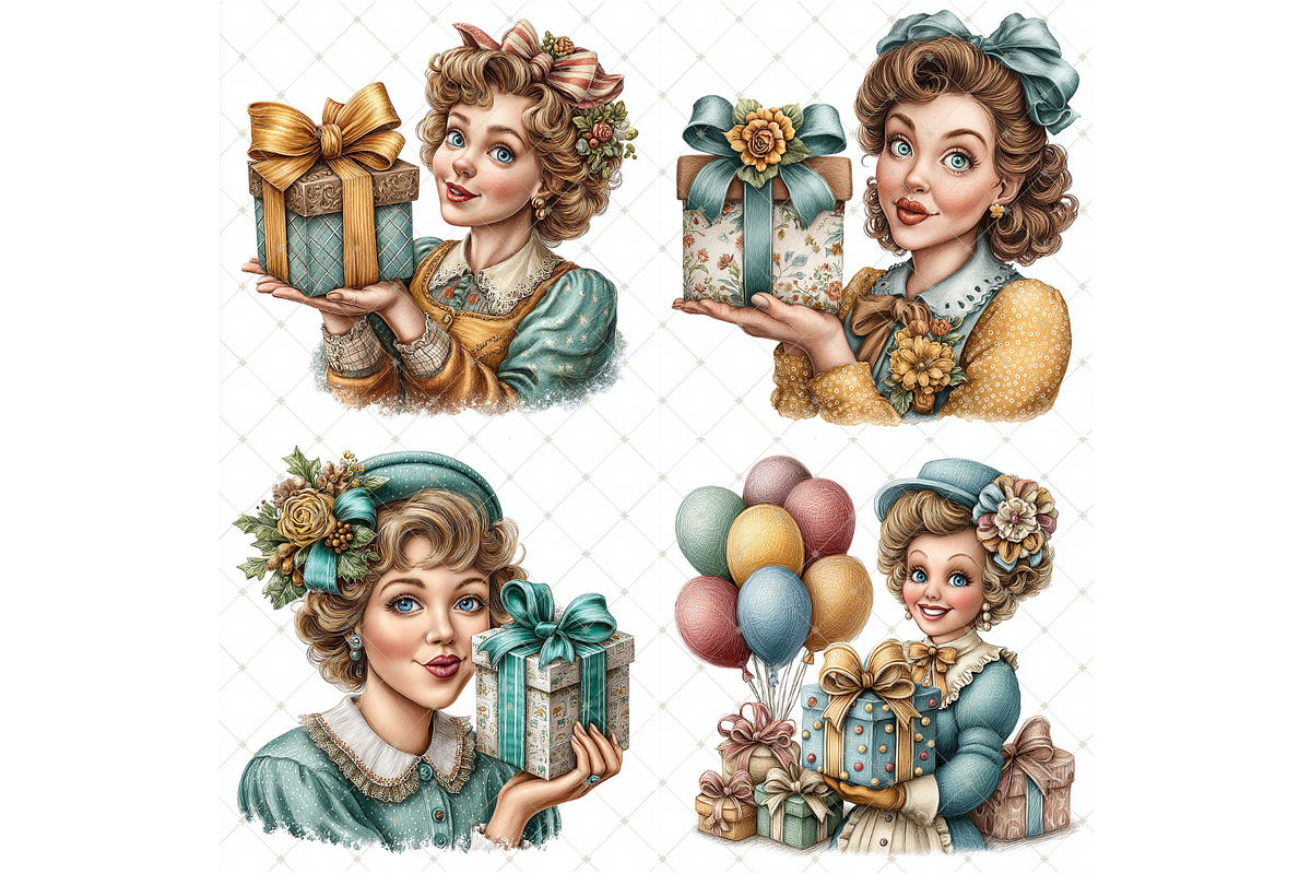 Woman With a Gift Clipart JPG, a Person Illustration by Memories By Lea (Photo 7 of 20)