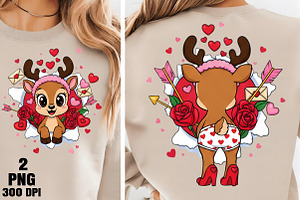 Valentine Reindeer Front & Back PNG, an Illustration by Daily.Designs
