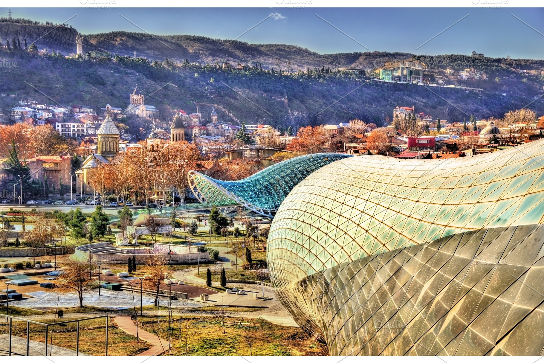 View of tbilisi with unfinished cultural centre stock photo containing, an Architecture Photo by Leonid Andronov