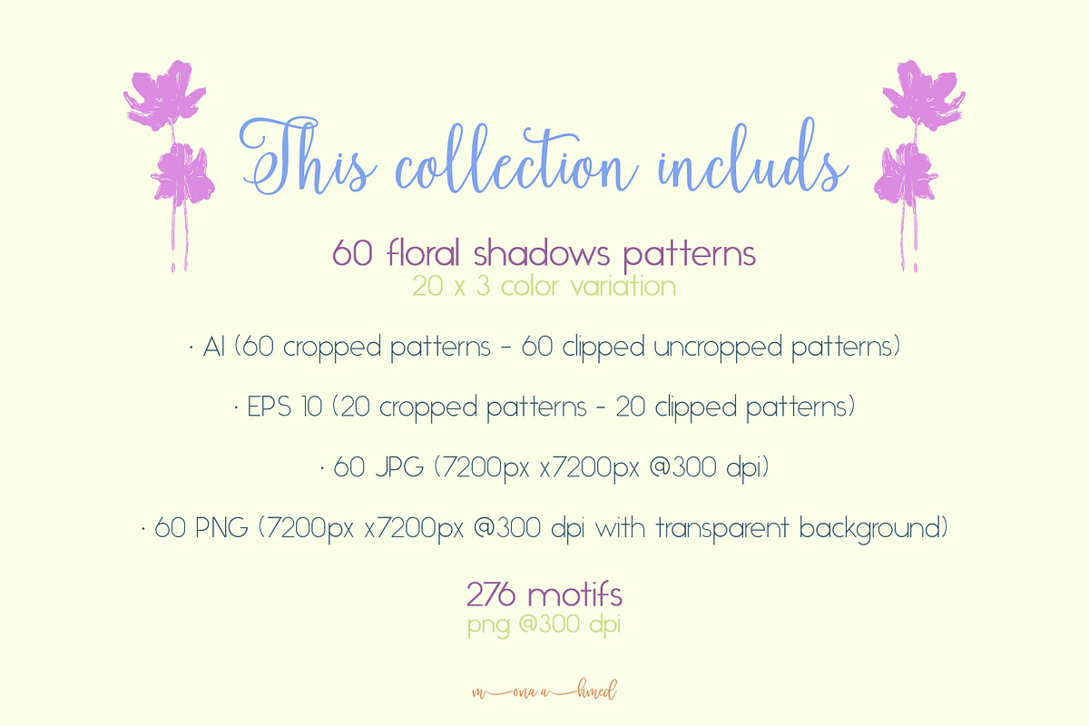 flower shadows pattern collection, a Pattern Graphic by Mona Ahmed (Photo 8 of 8)