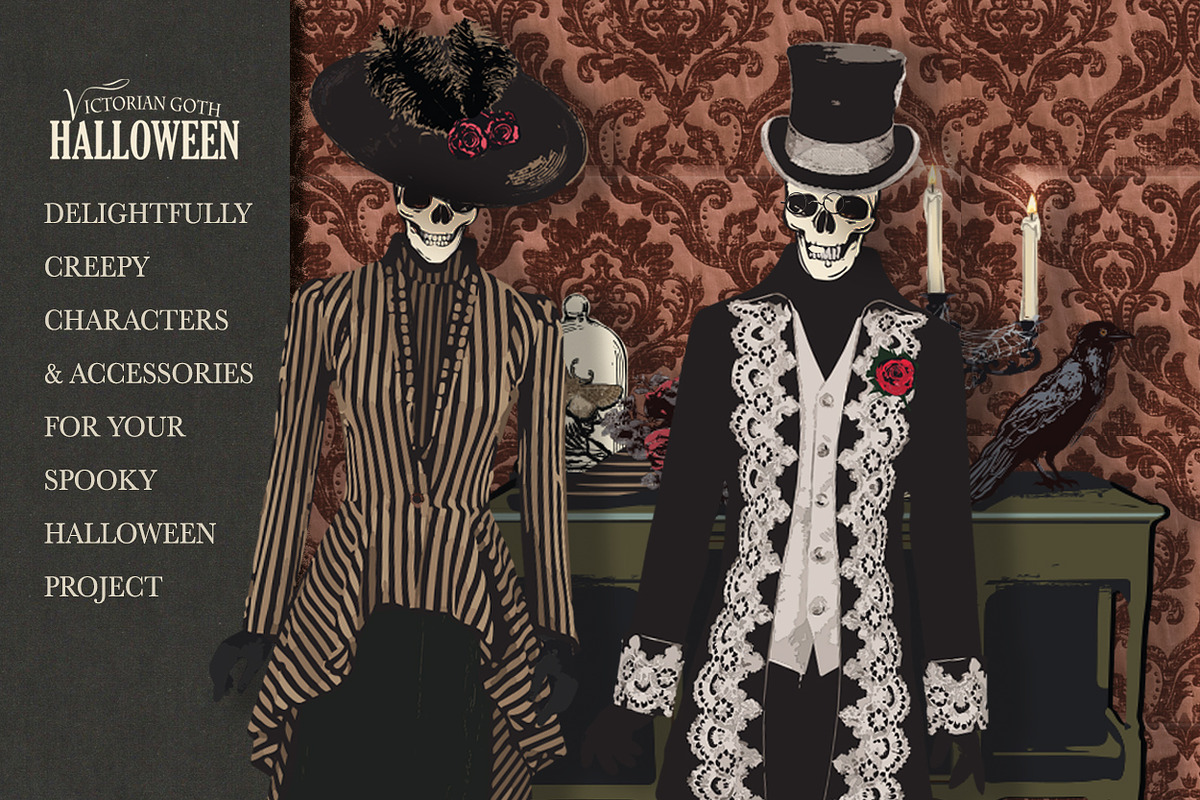 Victorian Goth Halloween, a Seasonal Illustration by WhiteRiverStudio (Photo 5 of 8)
