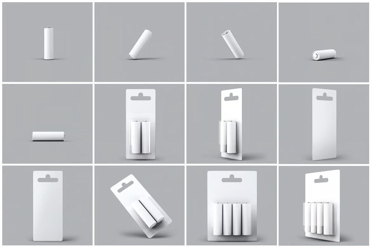Battery Blister Pack Mock-Up, a Product Mockup by DesignRushMarket (Photo 2 of 9)