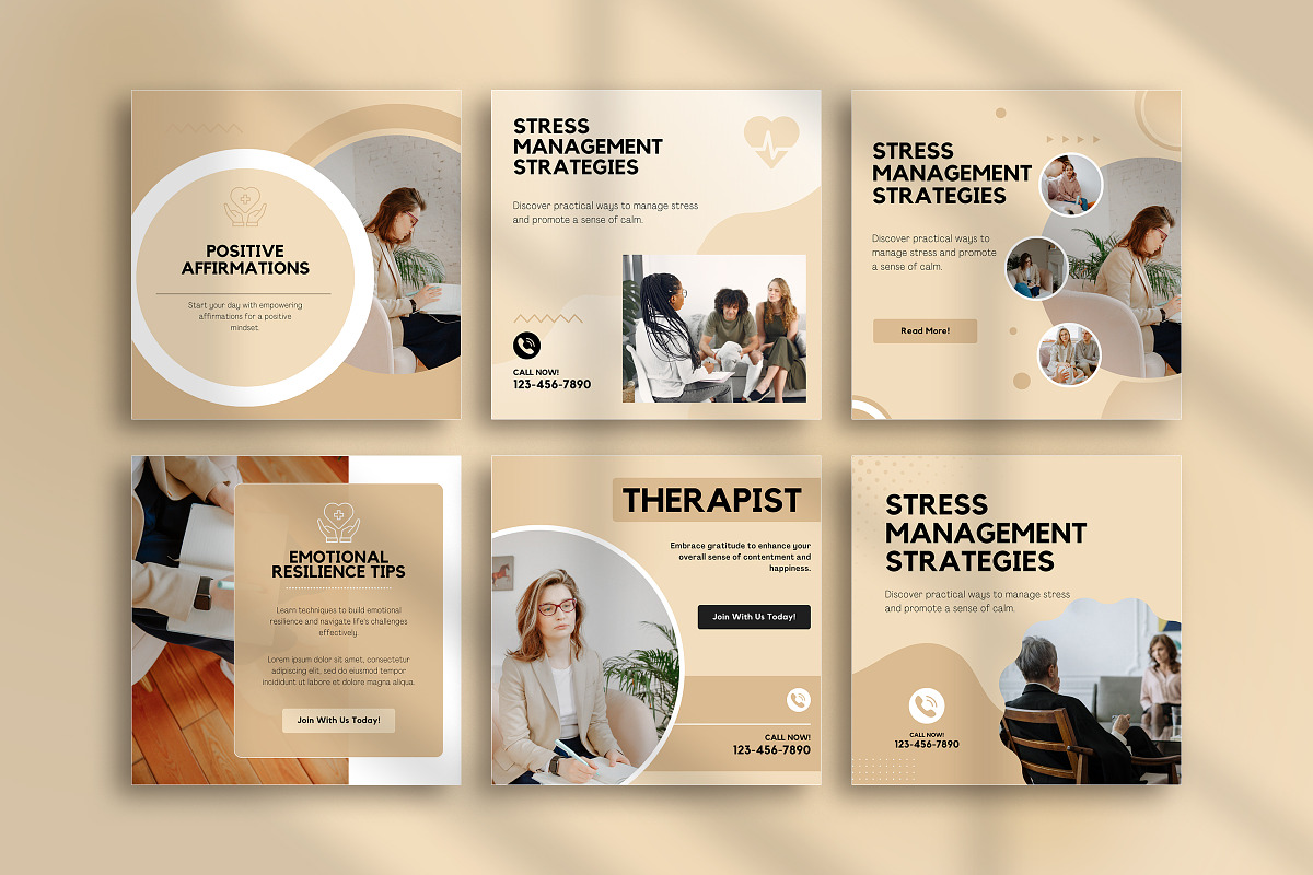Therapist Instagram Templates, a Marketing Template by Snapybiz (Photo 5 of 10)