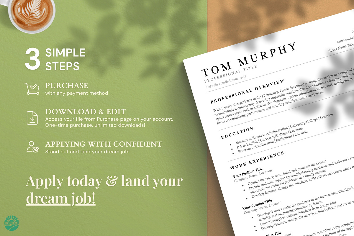 Professional ATS Resume Template, a Resume Template by CreativeLandStudio (Photo 10 of 10)