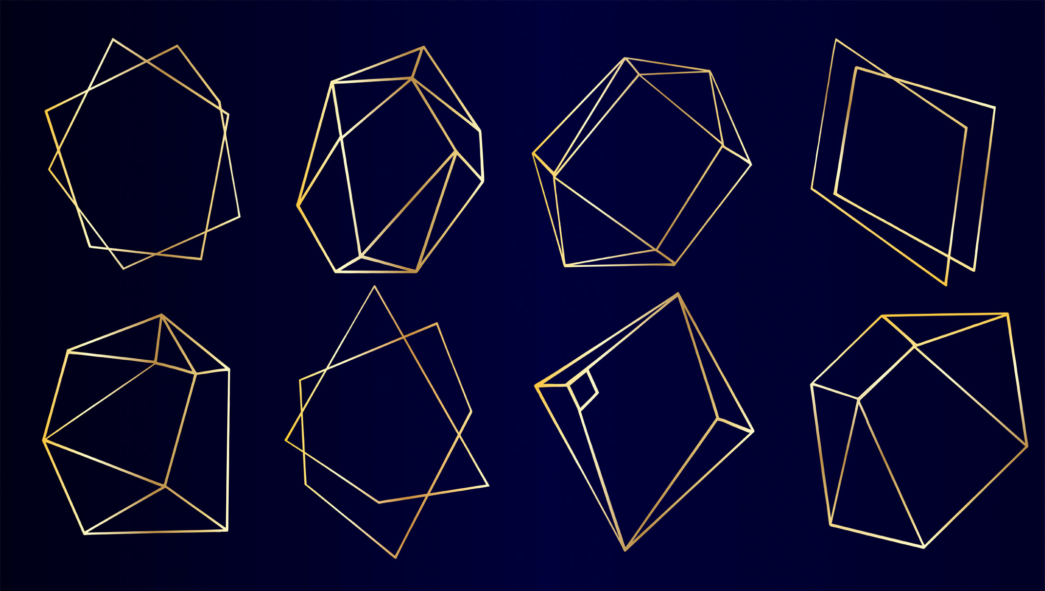 Vector Set of Luxury Golden Crystal, an Illustration by WatercolorPNG.com