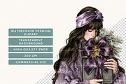 Watercolor Moonlit Christmas Clipart, a Seasonal Illustration by BusyDaydesign (Thumbnail 7 of 7)
