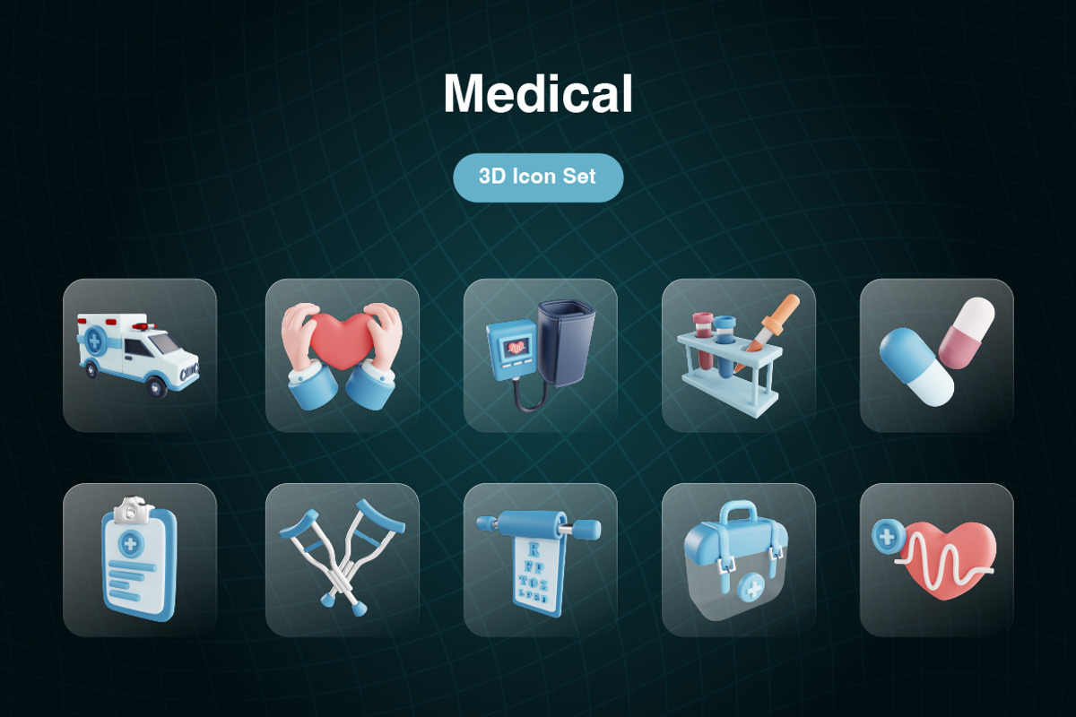 Medical 3D Icons Set, an Object 3D Model by Kmg Design (Photo 3 of 3)