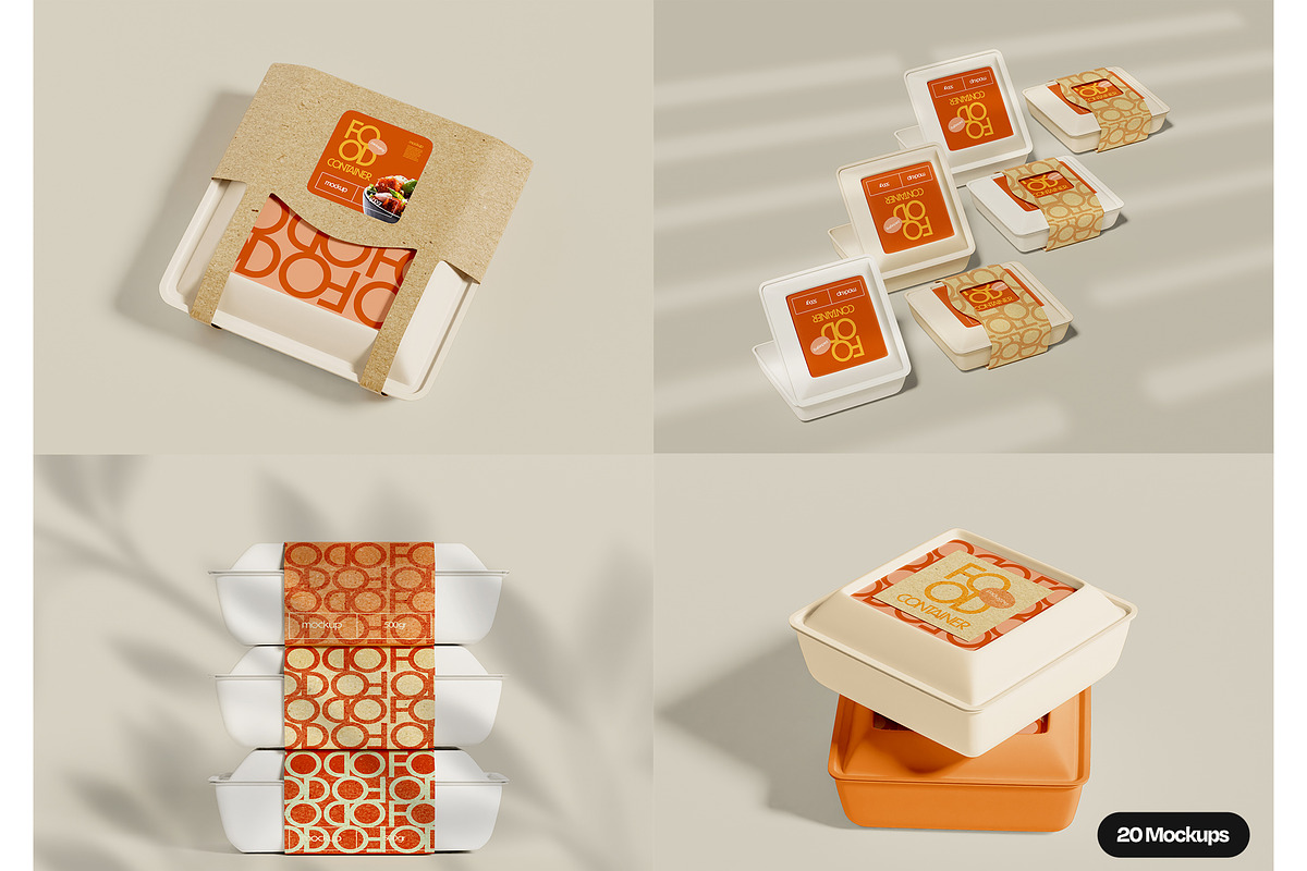 Food Container Packaging Mockup Set, a Cups & Container Mockup by Mego-studio (Photo 2 of 10)