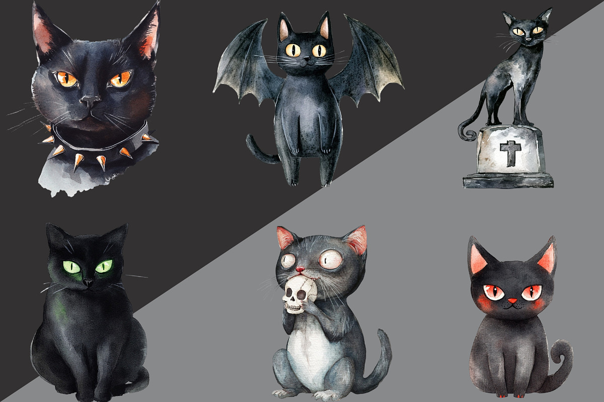 Funny Halloween Scary Cat Clipart, an Illustration by Black Bird Studio (Photo 6 of 6)