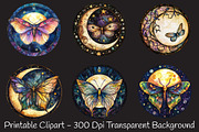 Lunar Moth Stained Glass Clipart, an Illustration by RobertsArt (Thumbnail 6 of 7)