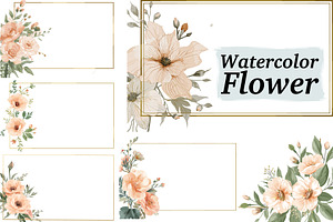 Peach Floral Frame Set, an Illustration by Designs_River