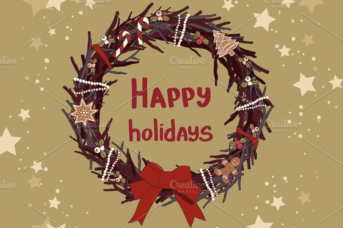 Christmas hand drawn wreaths., a Decorative Illustration by Little A (Aigul) (Photo 2 of 2)