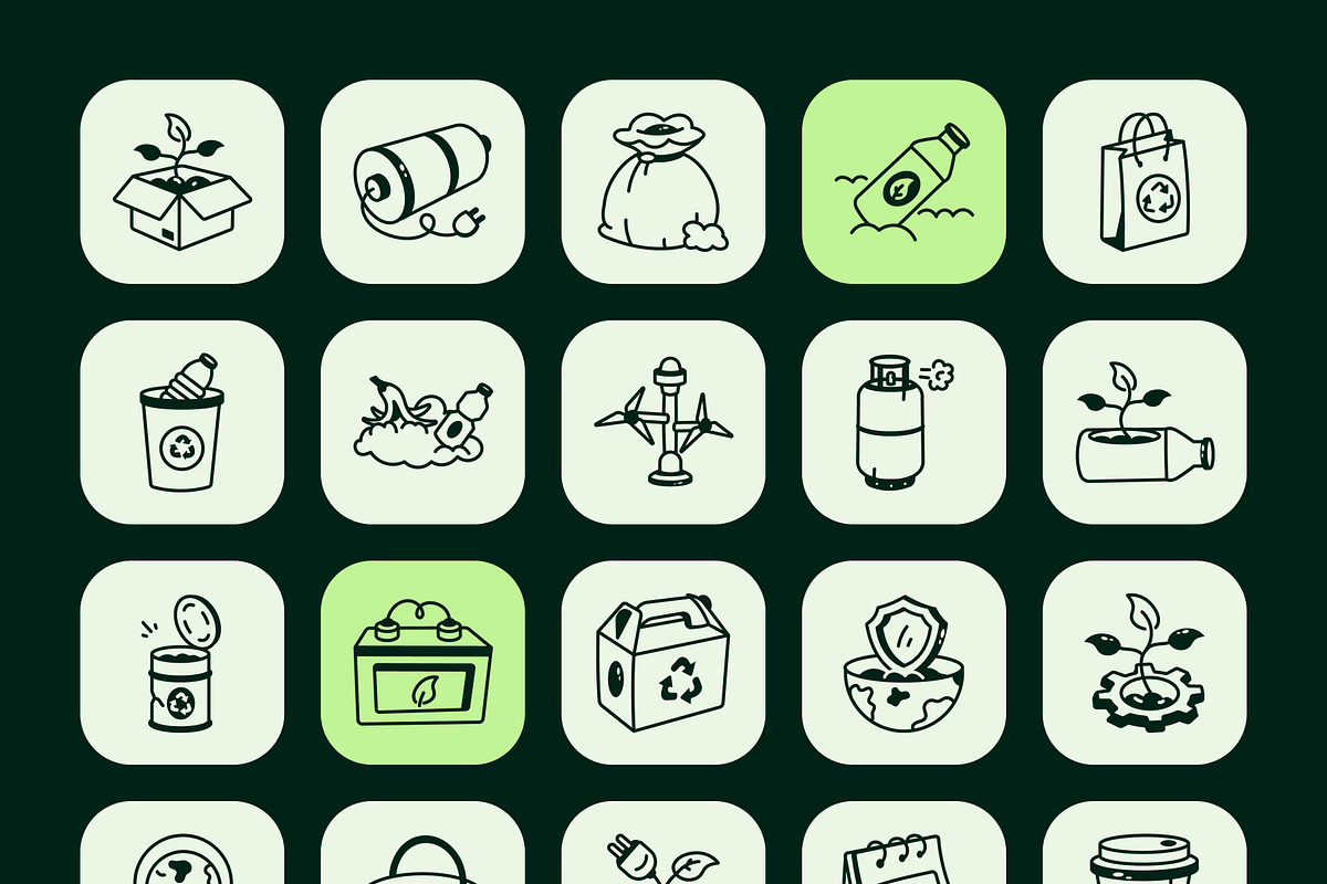 Recycle Doodle Art Set, an Outline Icon by Vectors Market (Photo 7 of 8)