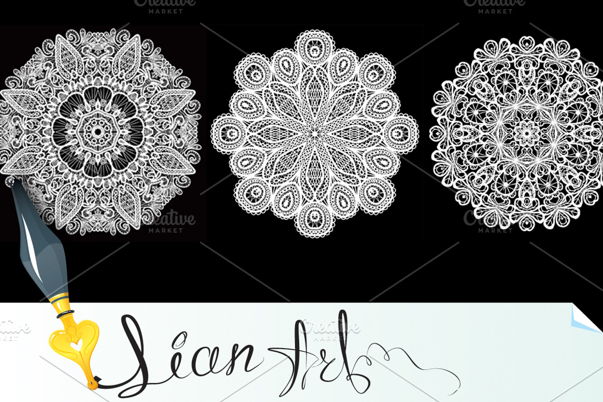 4 Abstract circle lace patterns